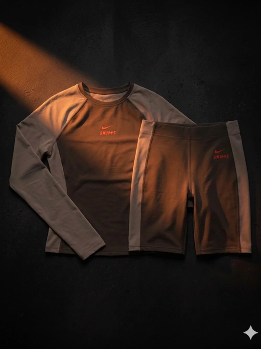 NikeSKIMS Shine Truffle Stone Colorblock Matching Set Size Medium - Picture 2 of 16